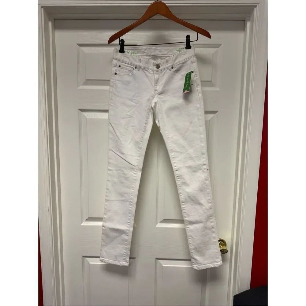 Lilly Pulitzer AidaโWhite Denim Straight Leg Jeans sz 0 NWT